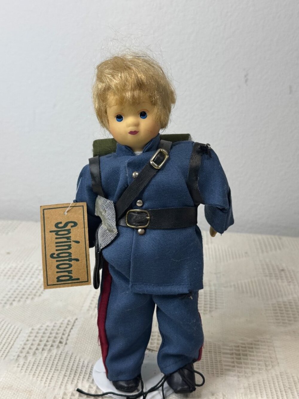 Vintage Springford Children of Civil War Collectible Doll Blue Uniform w 70s Tag